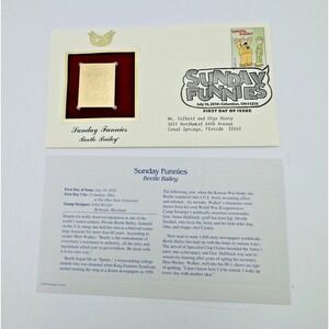 BEETLE BAILEY SUNDAY FUNNIES COMICS 22kGold Replica 1st Day Issue Stamp USPS